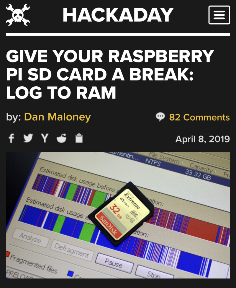 Give Your Raspberry Pi SD Card A Break: Log To RAM